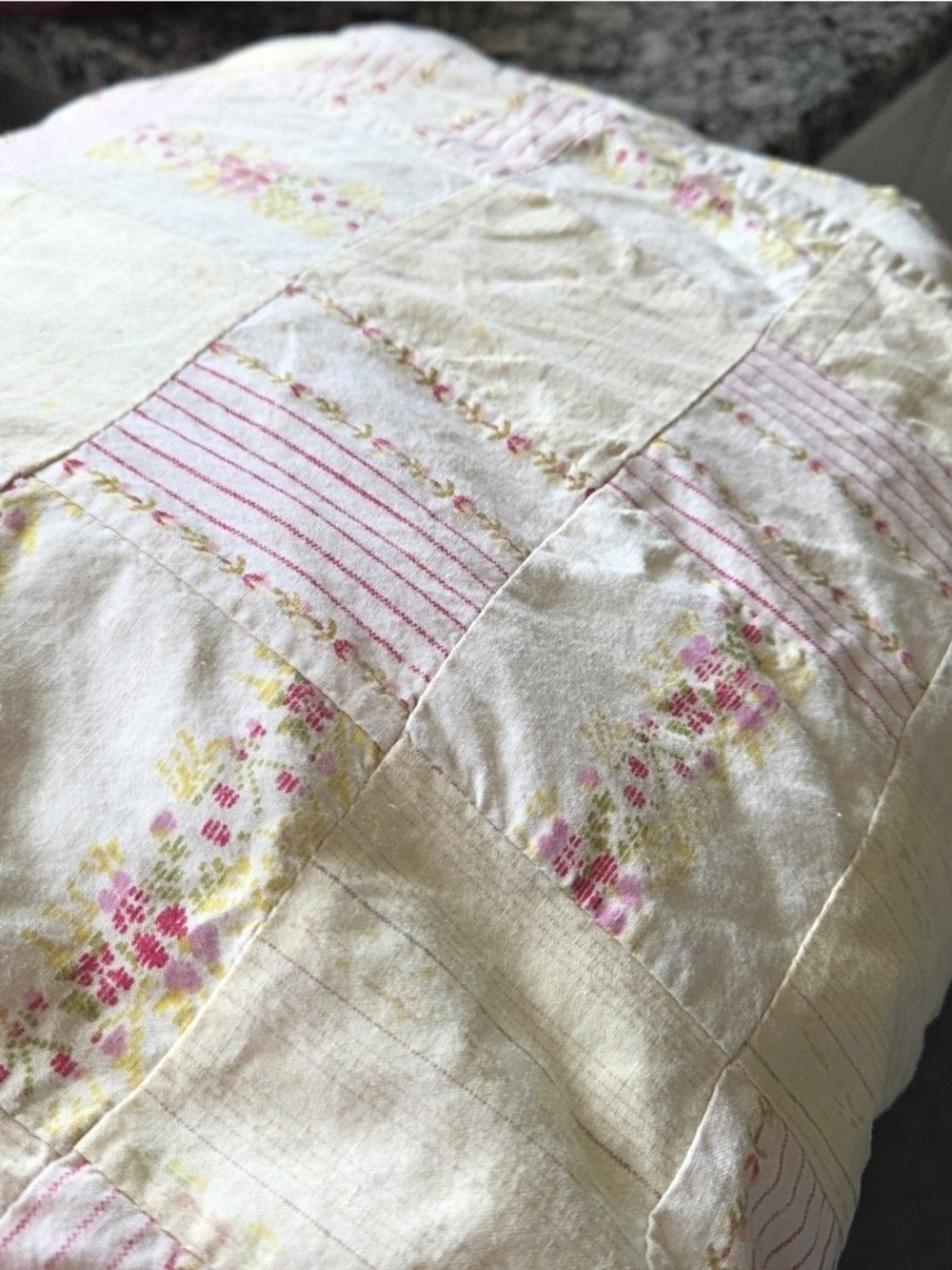 Floral Patchwork Duvet in Yellow & Pink